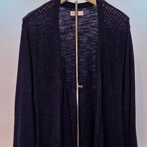 NWT Croft & Barrow Women’s Open-Front Scalloped Hem Navy Blue Knit Cardigan, 2X